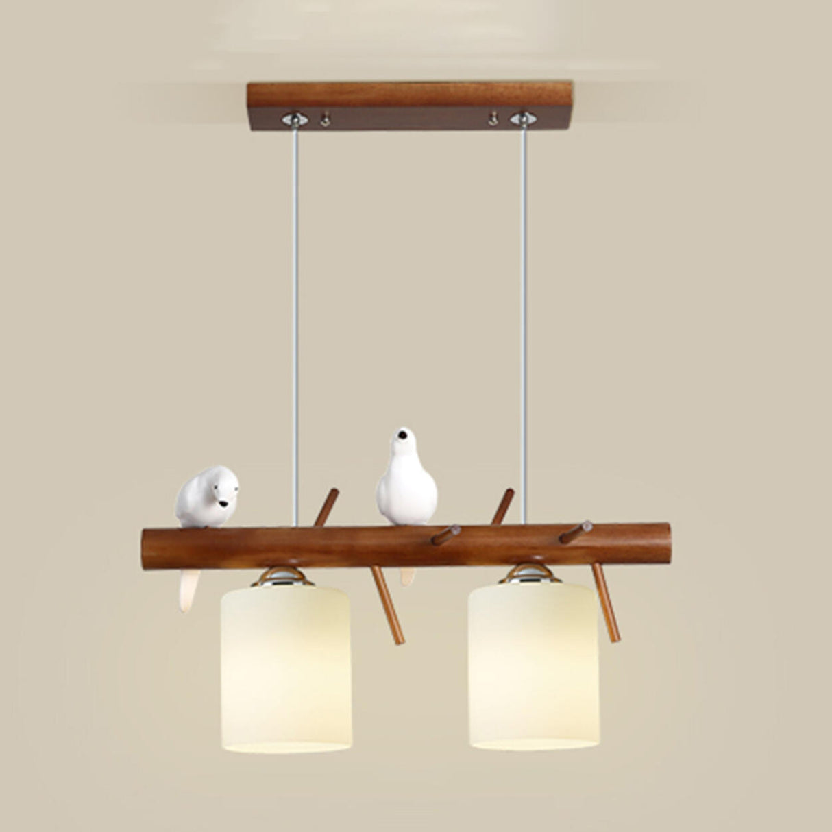 3-Light Bird and Cylinder Wooden Branch Island Light Image - 5