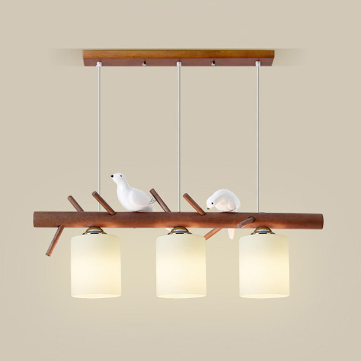 3-Light Bird and Cylinder Wooden Branch Island Light Image - 7