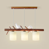 3-Light Bird and Cylinder Wooden Branch Island Light Image - 7