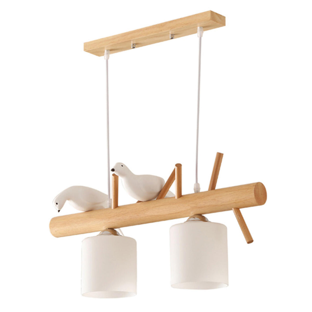 3-Light Bird and Cylinder Wooden Branch Island Light Image - 9