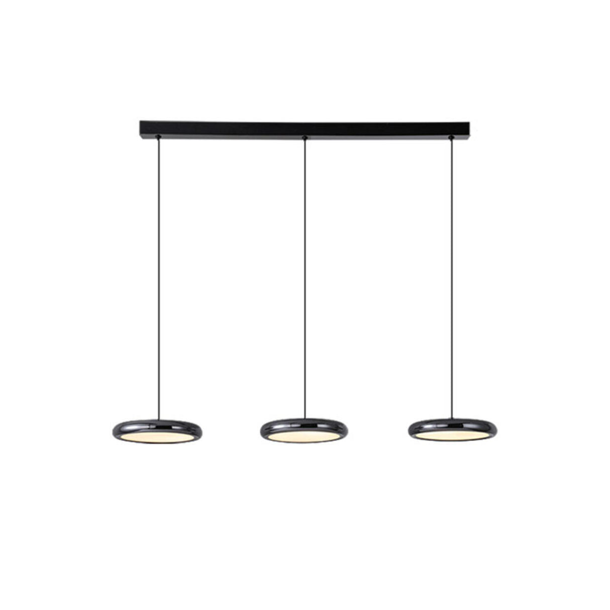 3-Light Black Modern Circular LED Island Pendant Light Image - 5