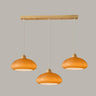 3-Light Colorful Dome Wooden Island Pendant Light Image - 2