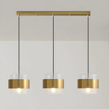 3-Light Contemporary Gold Cylinder Island Pendant Light Image - 2