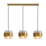 3-Light Contemporary Gold Cylinder Island Pendant Light Image - 8