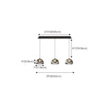 3-Light Contemporary Gray Bowl Island Pendant Light #size