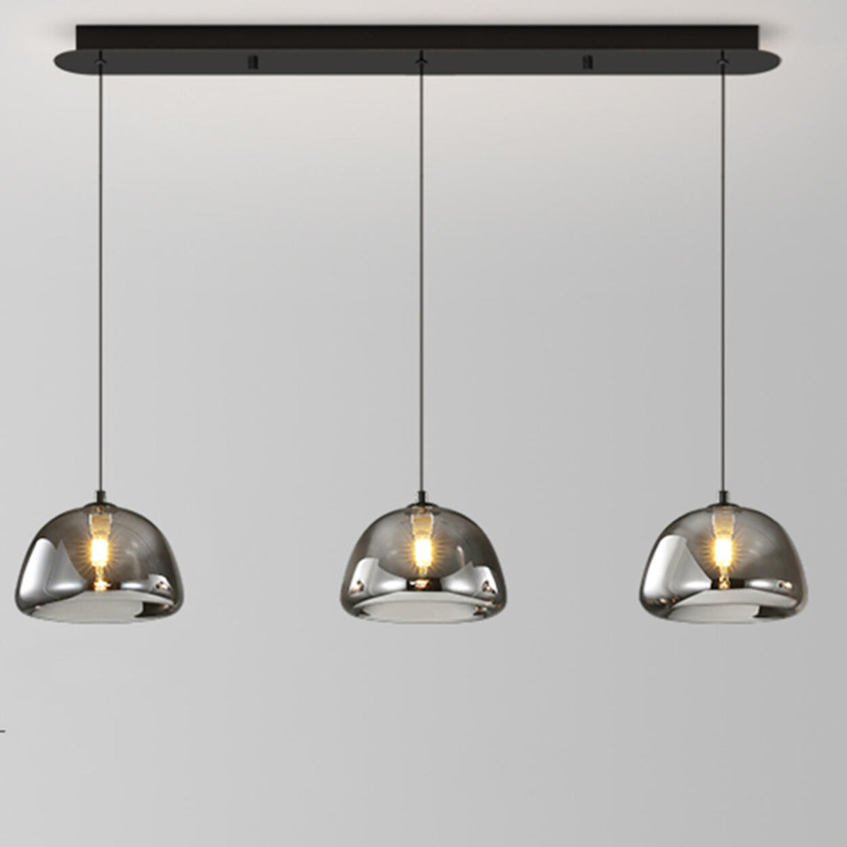 3-Light Contemporary Gray Bowl Island Pendant Light Image - 2