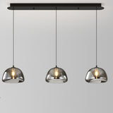 3-Light Contemporary Gray Bowl Island Pendant Light Image - 2