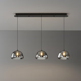 3-Light Contemporary Gray Bowl Island Pendant Light Image - 6