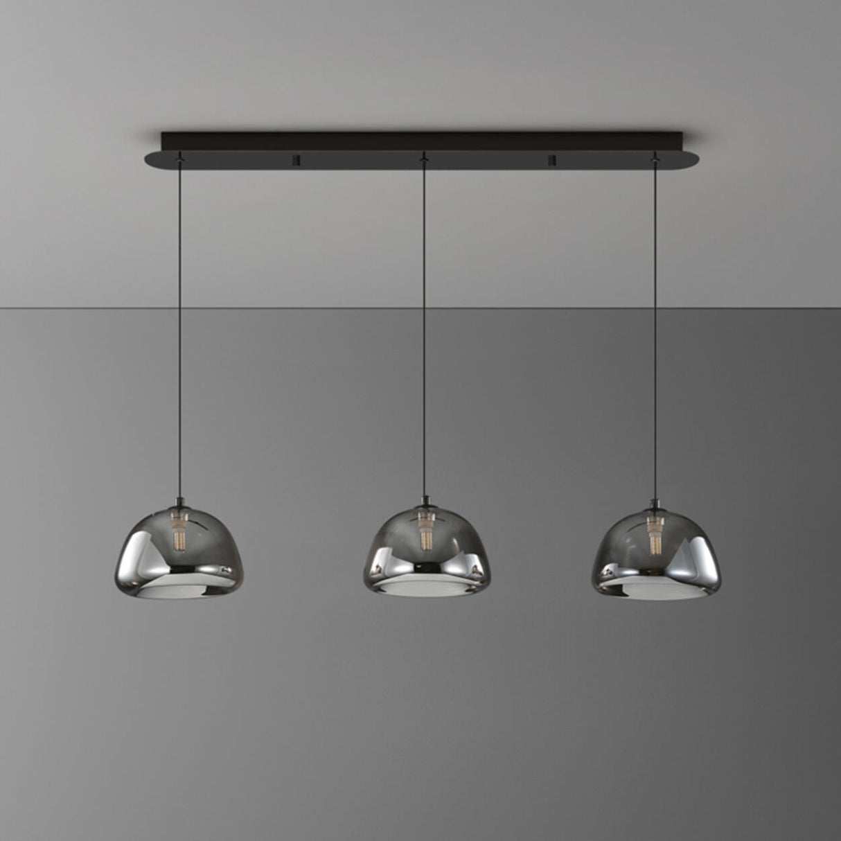 3-Light Contemporary Gray Bowl Island Pendant Light Image - 7