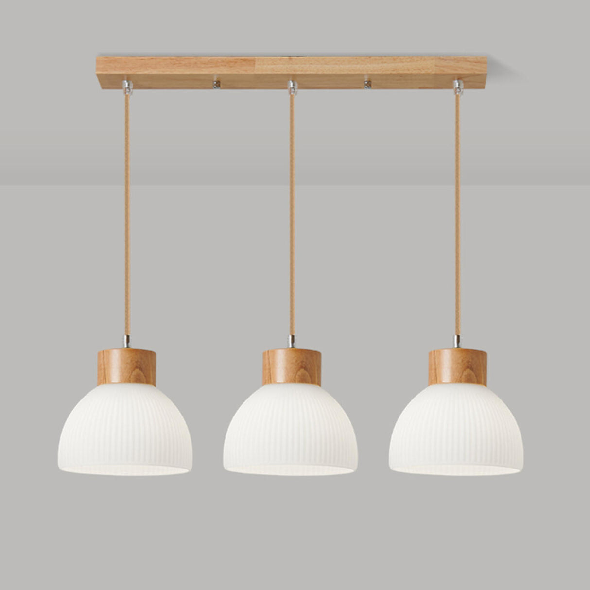 3-Light Contemporary Ribbed Dome Island Pendant Light Image - 10