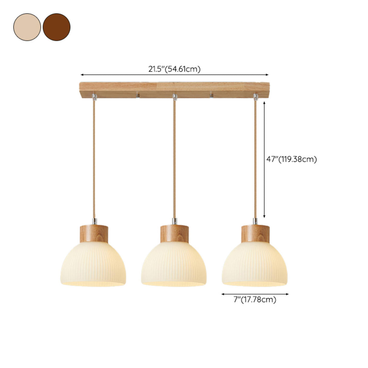 3-Light Contemporary Ribbed Dome Island Pendant Light 