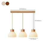 3-Light Contemporary Ribbed Dome Island Pendant Light #size