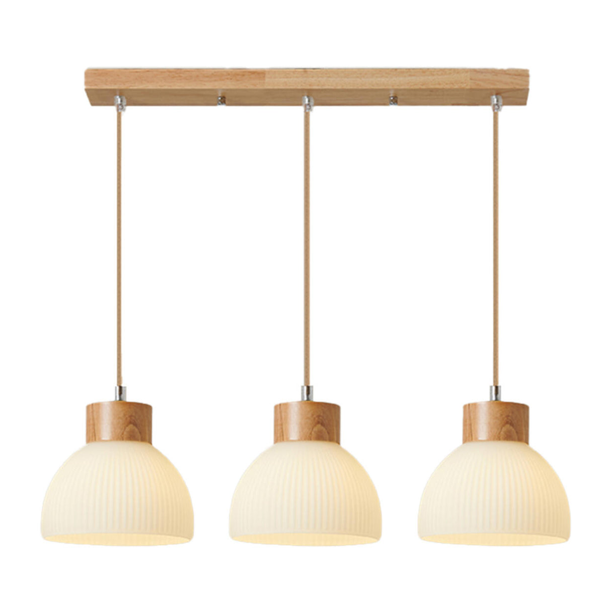 3-Light Contemporary Ribbed Dome Island Pendant Light Image - 7
