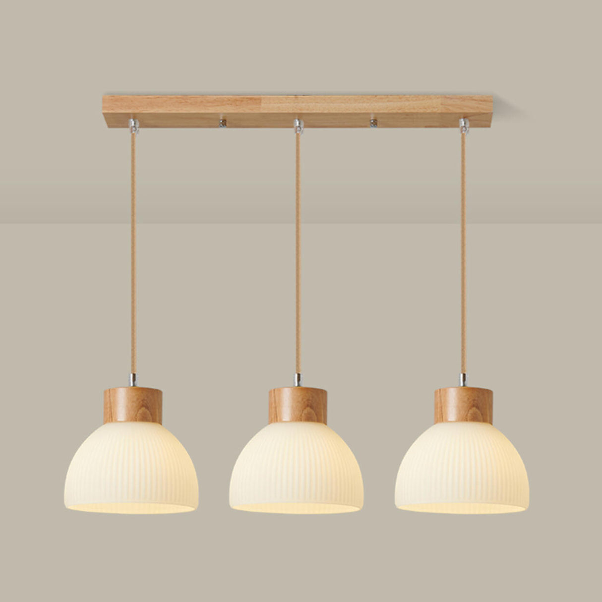 3-Light Contemporary Ribbed Dome Island Pendant Light Image - 8