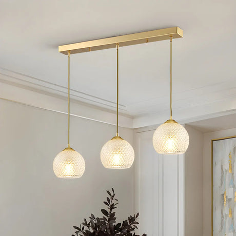 3-Light Contemporary Textured Globe Island Pendant Light Image - 1