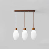 3-Light Cylinder Ribbed Wooden Modern Island Light Image - 10