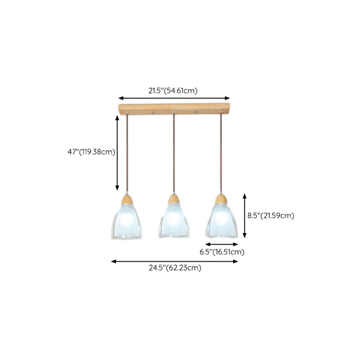 3-Light Cylinder Ribbed Wooden Modern Island Light Image - 18