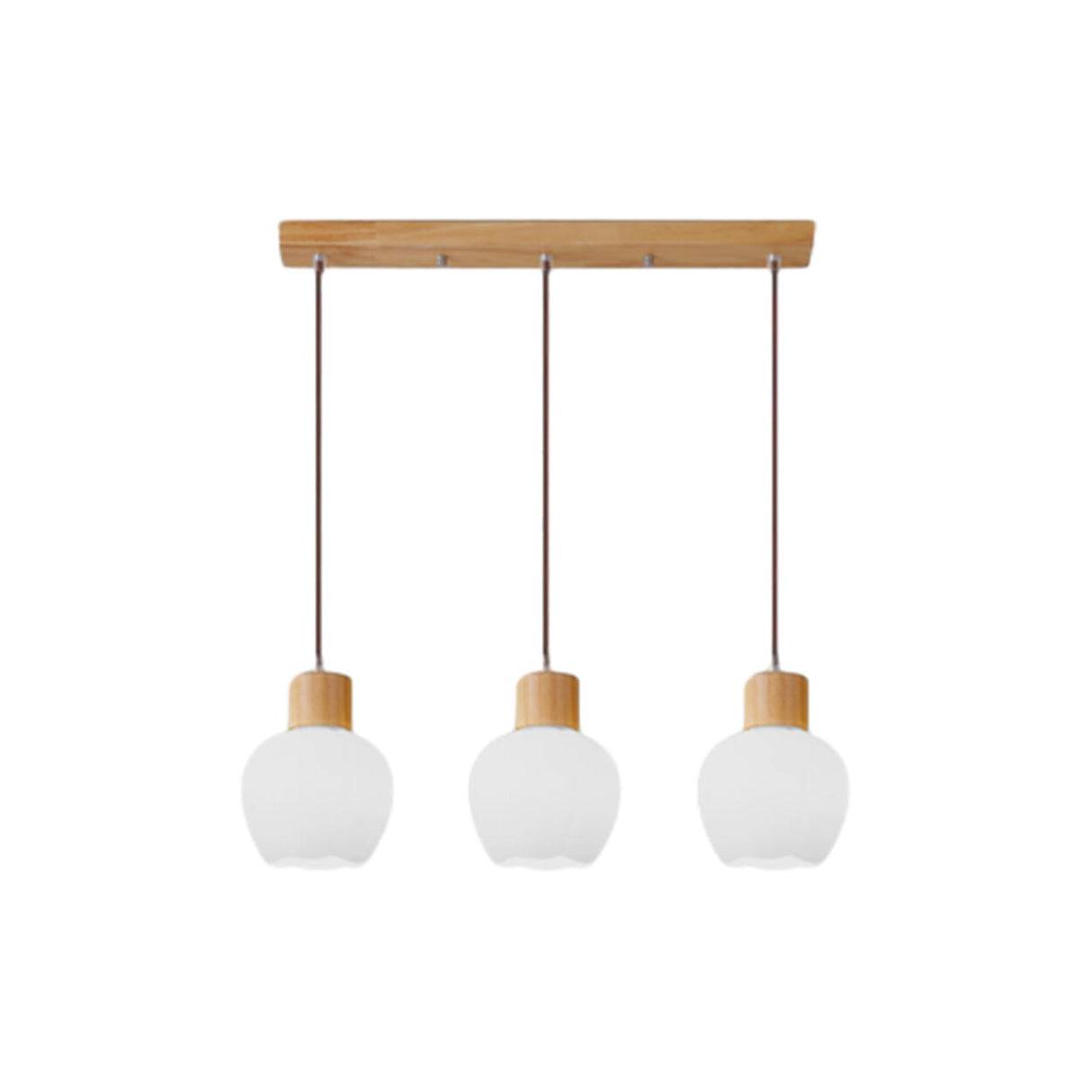 3-Light Cylinder Ribbed Wooden Modern Island Light Image - 5