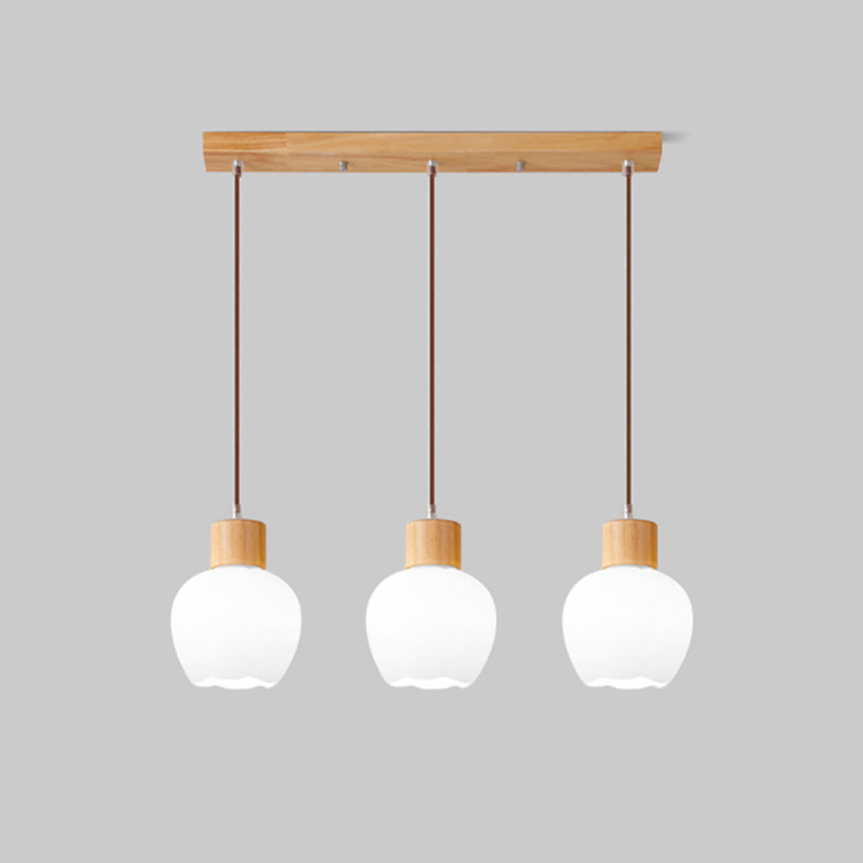 3-Light Cylinder Ribbed Wooden Modern Island Light Image - 6