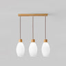 3-Light Cylinder Ribbed Wooden Modern Island Light Image - 9