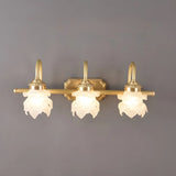 3-Light Decorative Gold Floral Glass Vanity Light Image - 6