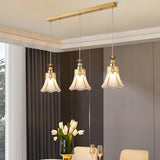 3-Light Elegant Gold Bell Metal Island Pendant Light Image - 3