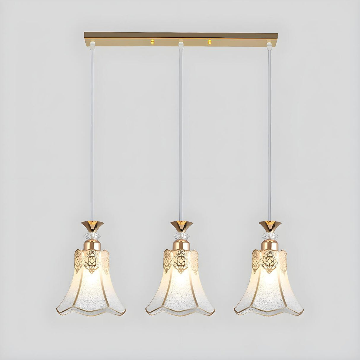 3-Light Elegant Gold Bell Metal Island Pendant Light Image - 4