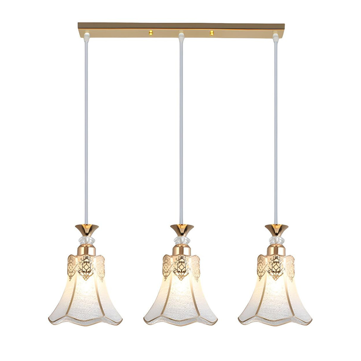 3-Light Elegant Gold Bell Metal Island Pendant Light Image - 5