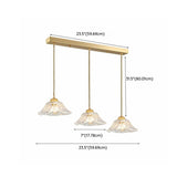 3-Light Elegant Petal Glass Gold Island Pendant Light #size