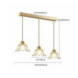 3-Light Elegant Petal Glass Gold Island Pendant Light Image - 14