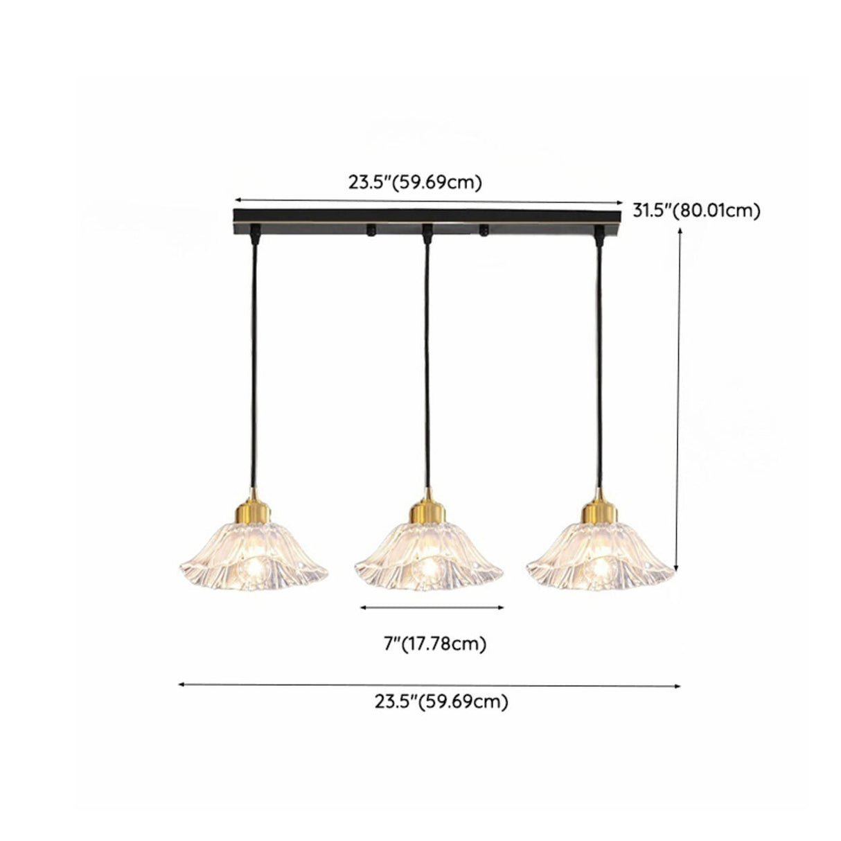 3-Light Elegant Petal Glass Gold Island Pendant Light Image - 15