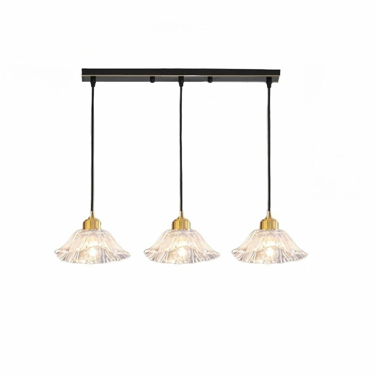 3-Light Elegant Petal Glass Gold Island Pendant Light Image - 5