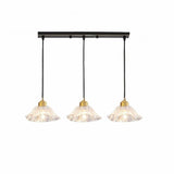 3-Light Elegant Petal Glass Gold Island Pendant Light Image - 5