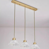 3-Light Elegant Petal Glass Gold Island Pendant Light Image - 6
