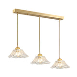 3-Light Elegant Petal Glass Gold Island Pendant Light Image - 8