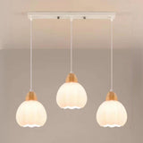3-Light Floral Frosted Glass Island Pendant Light Image - 10
