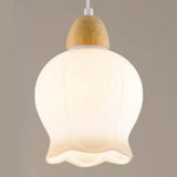 3-Light Floral Frosted Glass Island Pendant Light Image - 12