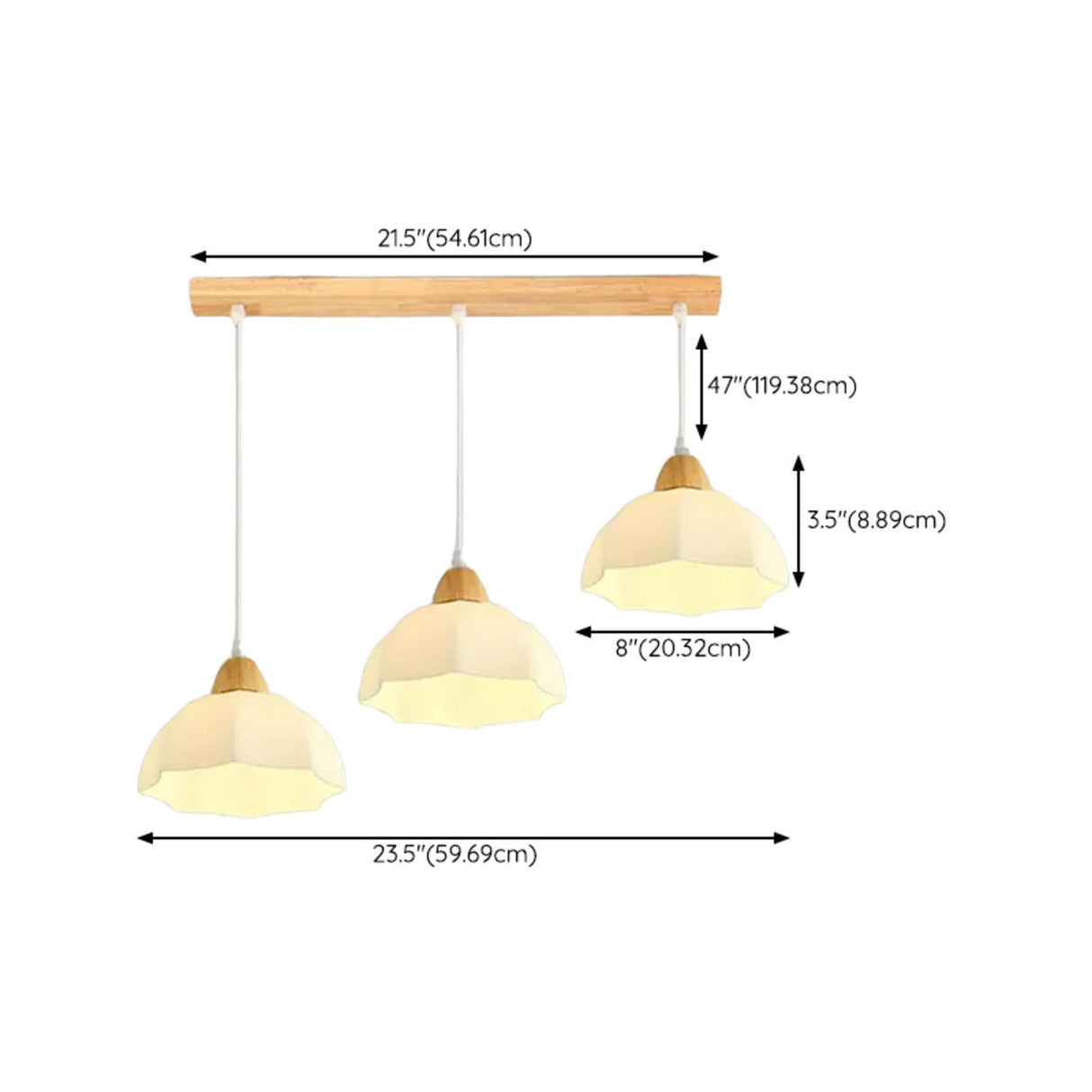 3-Light Floral Frosted Glass Island Pendant Light Image - 16