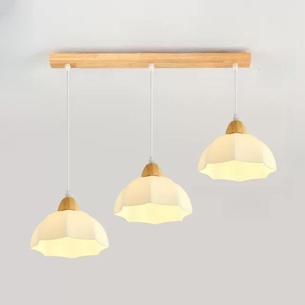 3-Light Floral Frosted Glass Island Pendant Light Image - 4