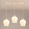 3-Light Floral Frosted Glass Island Pendant Light Image - 6