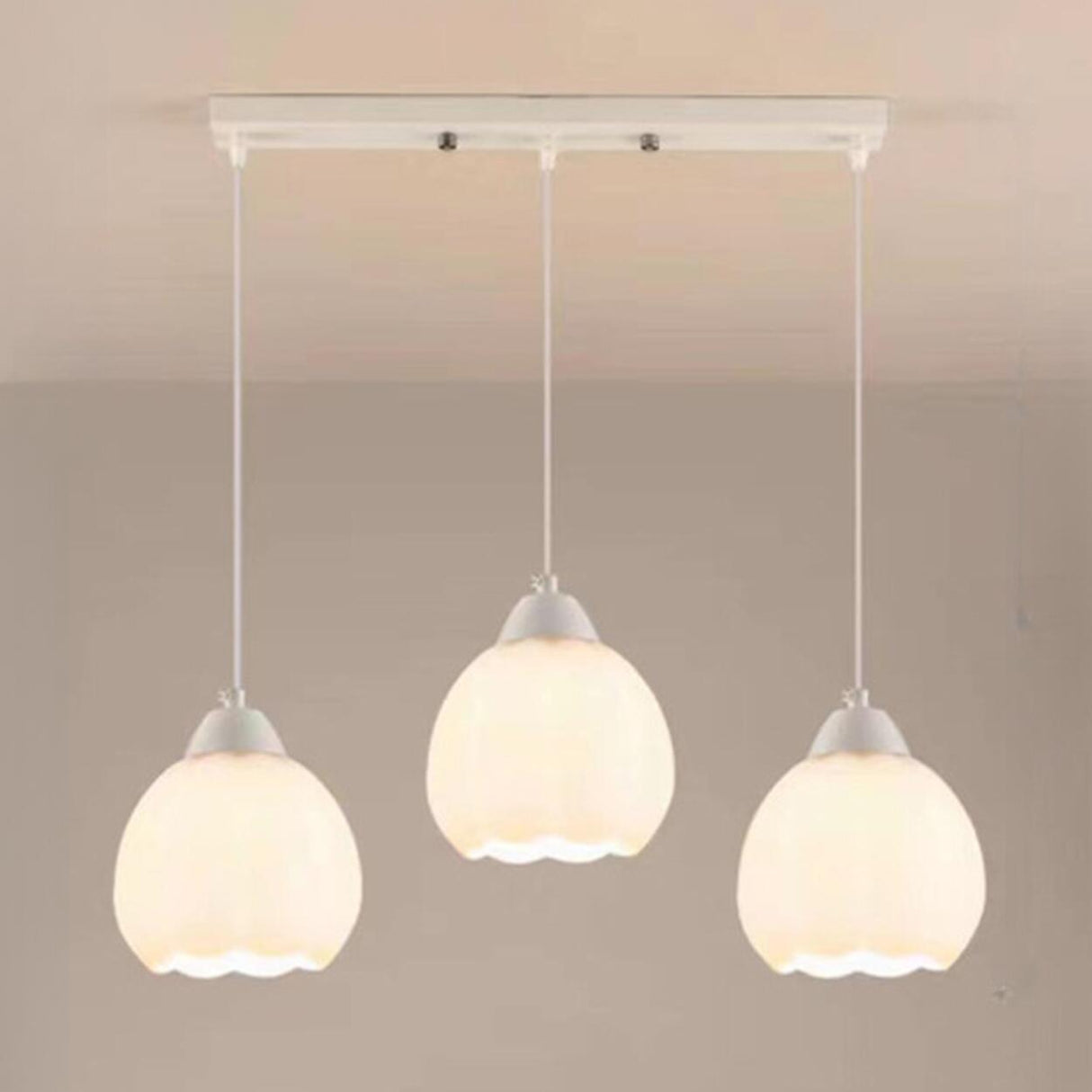 3-Light Floral Frosted Glass Island Pendant Light Image - 7