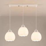 3-Light Floral Frosted Glass Island Pendant Light Image - 7