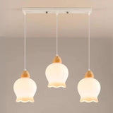 3-Light Floral Frosted Glass Island Pendant Light Image - 9