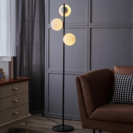 3-Light Globe Gold Stand and Marble Base Floor Lamp Image - 6