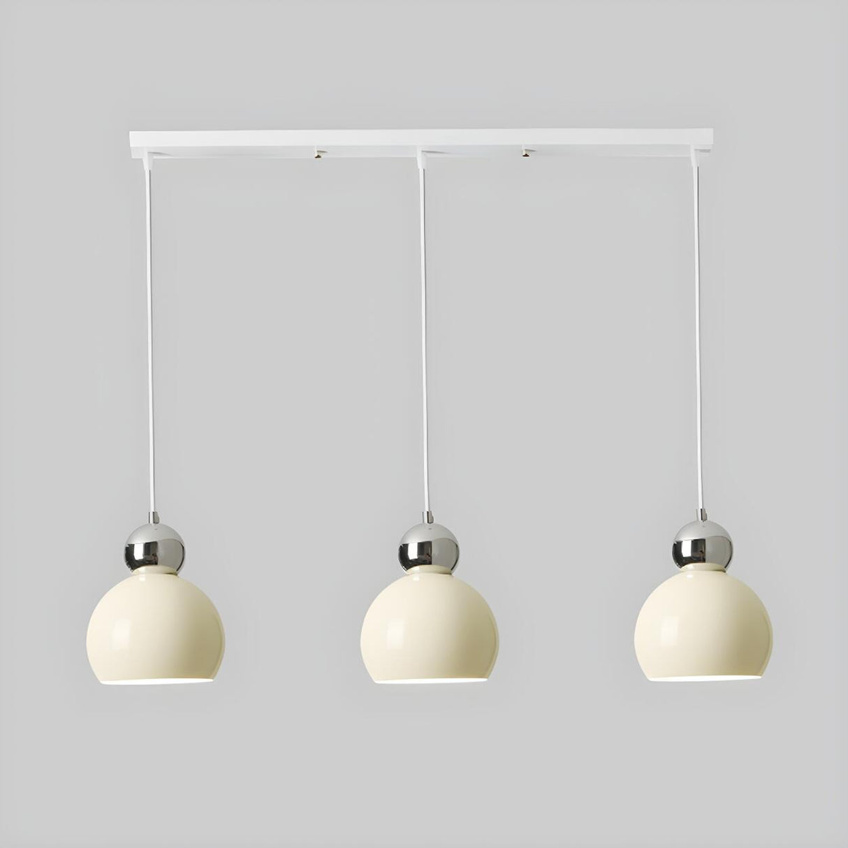 3-Light Minimalist Dome Orange Island Pendant Light Image - 3