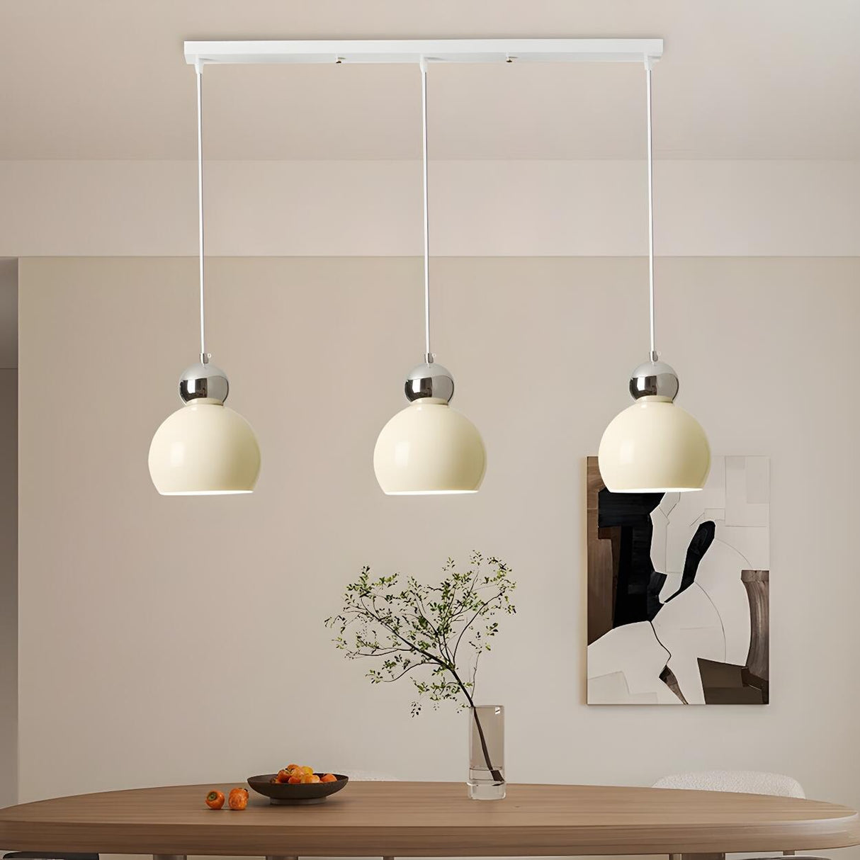 3-Light Minimalist Dome Orange Island Pendant Light Image - 5