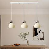 3-Light Minimalist Dome Orange Island Pendant Light Image - 5