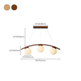 3-Light Modern Arc and Globe Island Pendant Light #size
