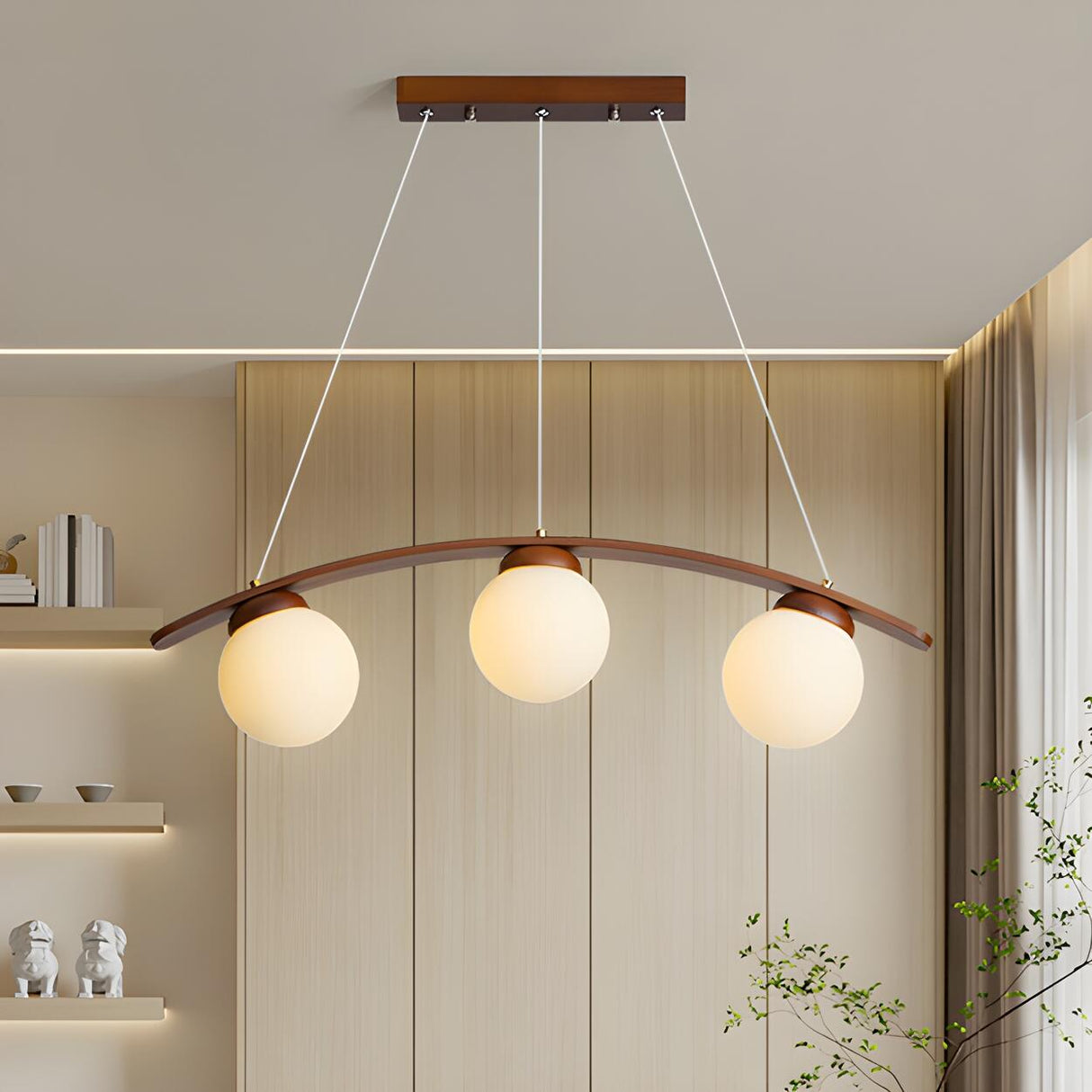 3-Light Modern Arc and Globe Island Pendant Light Image - 3