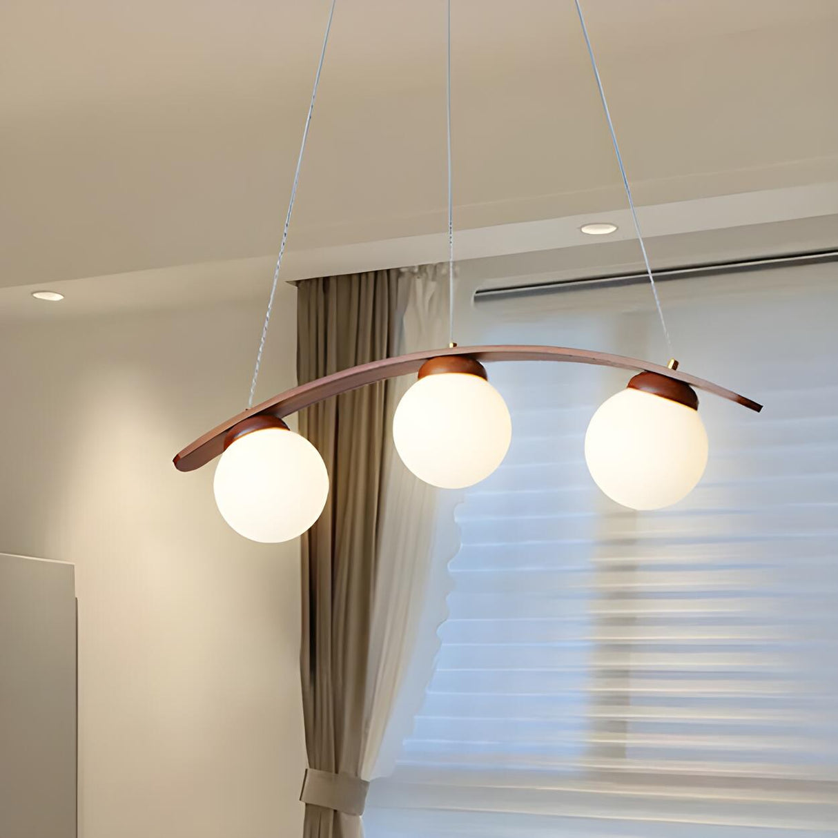 3-Light Modern Arc and Globe Island Pendant Light Image - 4